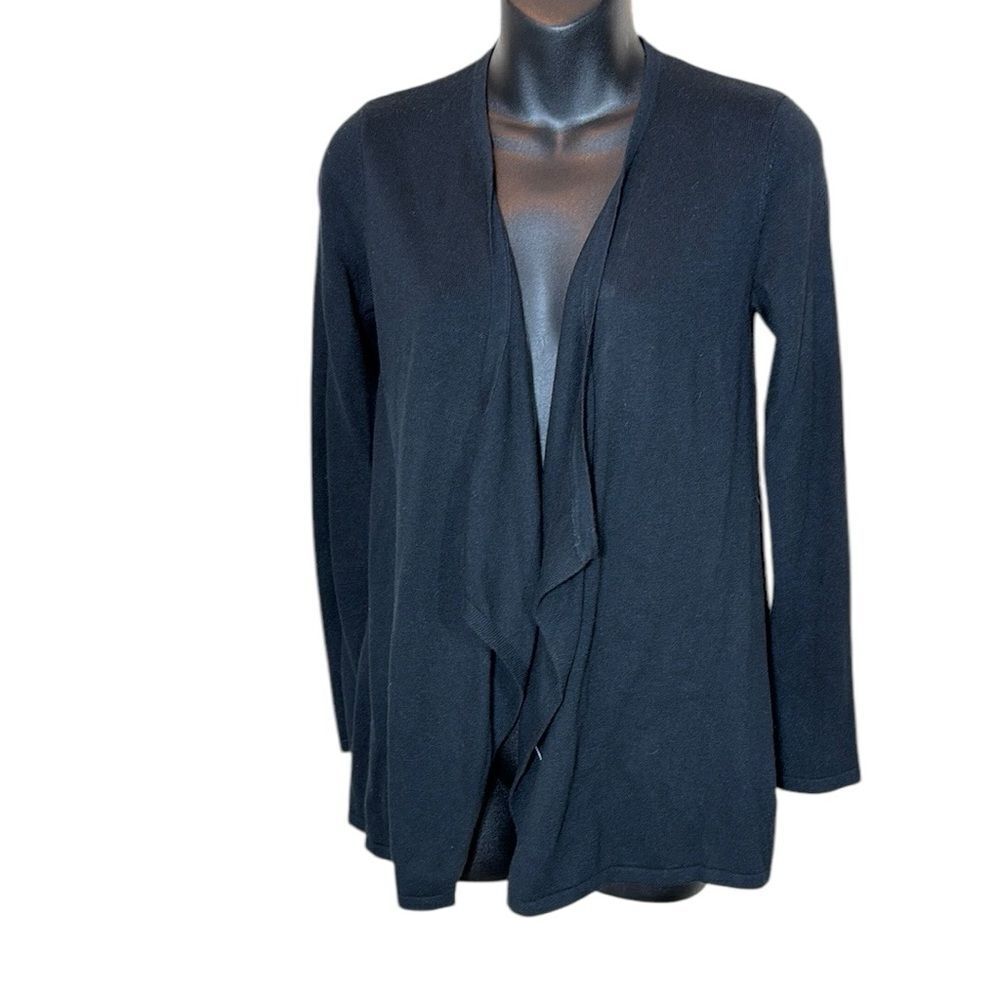 Lilly Pulitzer women’s xs black long line open front cardigan knit 2% cashmere